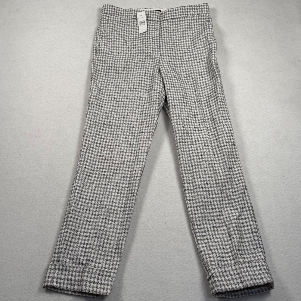 Ann Taylor The Ankle Pants Womens 4 Gray White Houndstooth High Rise Slim New - Picture 2 of 10